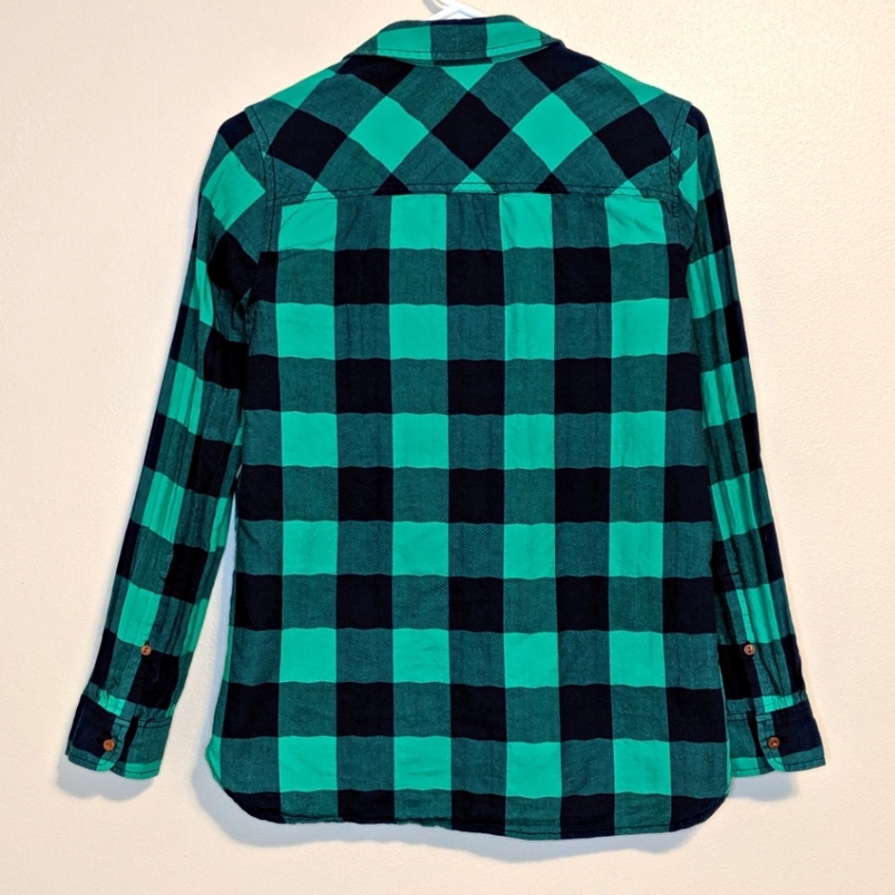 J. Crew Boy Shirt Emerald Buffalo Check - Picture 2 of 8